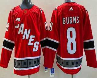 Mens Carolina Hurricanes #8 Brent Burns Red 2022 Reverse Retro Authentic Jersey->carolina hurricanes->NHL Jersey